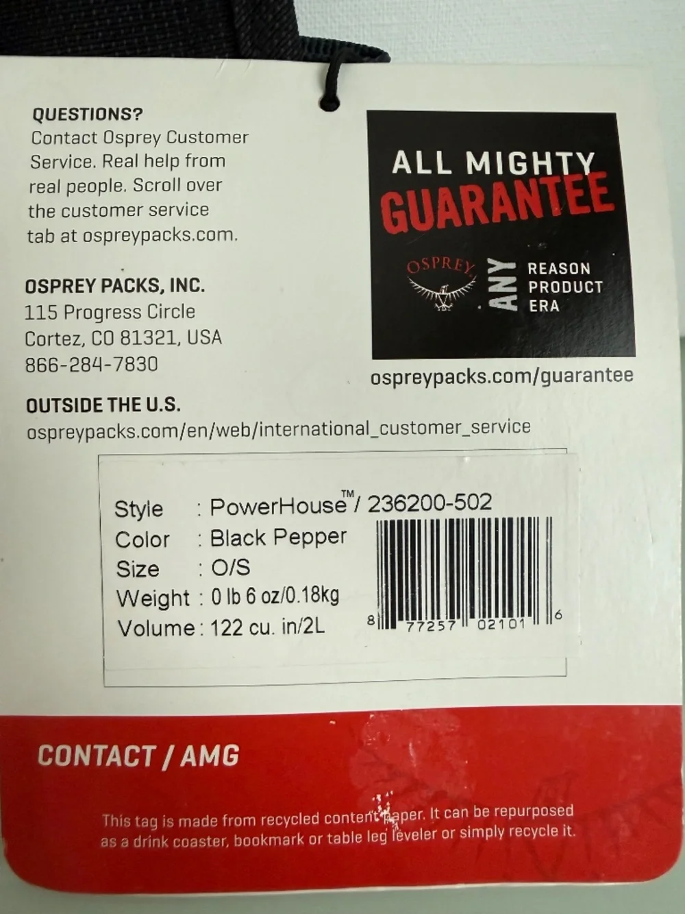 Osprey Portal Series PowerHouse Organizer Pouch NWT Black Pepper 236200-502 2L